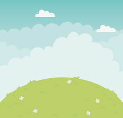 Fototapeta premium Mountain and clouds vector design
