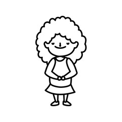 little girl cartoon character thick line