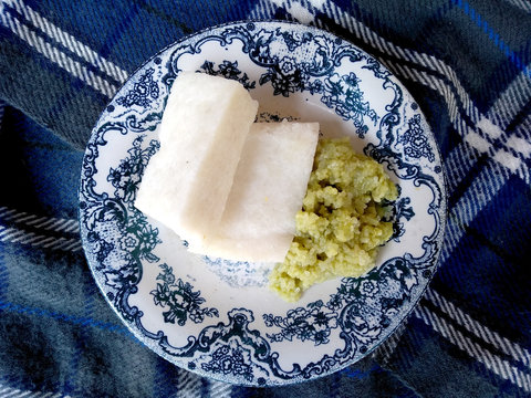The food name is Jaje Uli Tape Khas Bali. Kue basah khas bali or Balinese specialty cakes. traditional indonesian culinary food. Indonesian Street Food.
