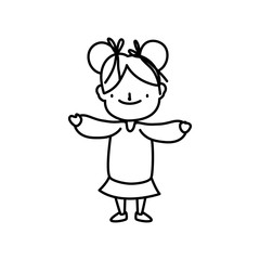 little girl cartoon character thick line