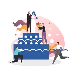 Fototapeta premium Wedding cake vector concept for web banner, website page