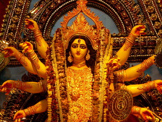 Fototapeta premium idols of goddess Durga is main attraction of the greatest festival of India which is celebrated in autumn every year 