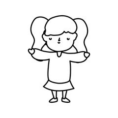 little girl cartoon character thick line