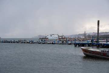 Dark sky over lake in Yellowknife