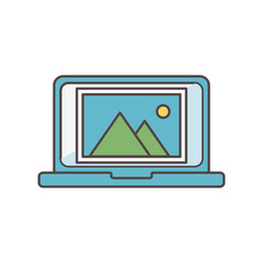 laptop picture album social media icon