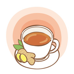 Illustration of hot ginger tea