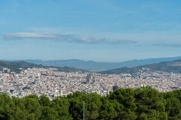 Fototapeta na wymiar Scenic panoramic aerial Barcelona vista, Catalonia