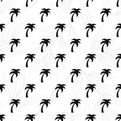 Vector seamless pattern with palm trees silhouettes; simple background for fabric, wrapping paper, wallpaper, textile, package, web design.