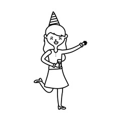 Woman with happy birthday hat vector design