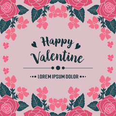 Various banner of happy valentine, with beauty design of pink flower frame. Vector