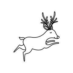 reindeer animal forest icon on white background thick line