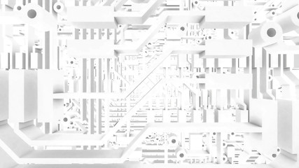 white Sci-fi Geometrical Structure Background - 3D Illustration