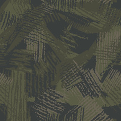 Camouflage background, modern fashion design. Hand drawn camo with pencil strokes. Grunge pattern, fashionable, fabric.