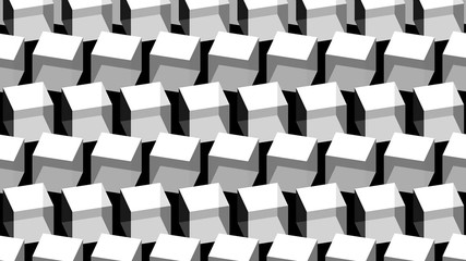 Grayscale rotated cubes - 3D Illustration
