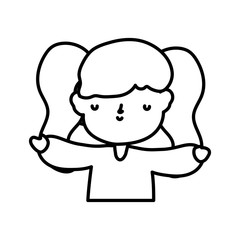 little girl cartoon character thick line