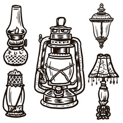 Hand drawing style with a classic lights object use simple colors