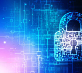 2d illustration Safety concept: Closed Padlock on digital background