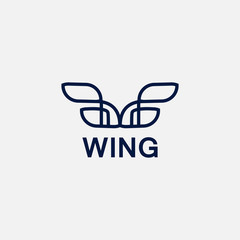Minimalism line wing logo template for business company or brand identity