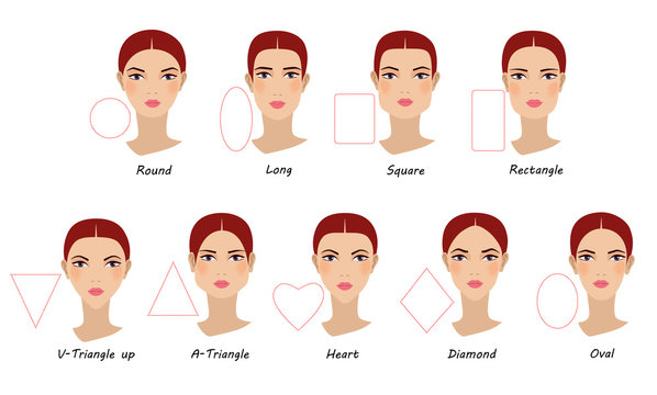 Female face shapes. Girl faces diversity. Vector illustration