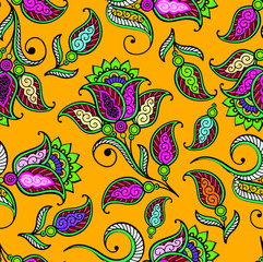 Seamless pattern with mandala flowers