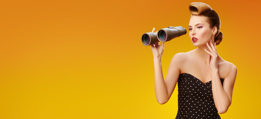 beautiful lady with binoculars