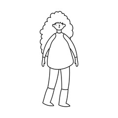 woman with ugly sweater character thick line