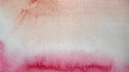 Watercolor stroke and spray on white paper , Abstract background by hand drawn brown with orange and red color liquid drip