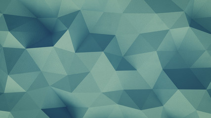 Grained blue-green polygonal structure 3D rendering illustration