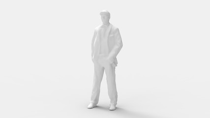 3d rendering of a computer moodel man posing isolated