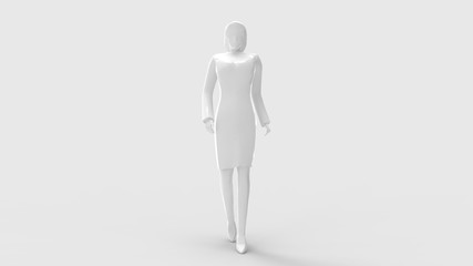 3d rendering of a walking woman isolated in white background