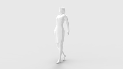 3d rendering of a walking woman isolated in white background