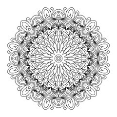 Decorative mandala. Vector illustration. Outline drawing. Ornate line art element. Ornamental floral pattern for wedding invitations, greeting cards.