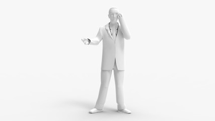 3d rendering of a man calling on the phone isolated in white background