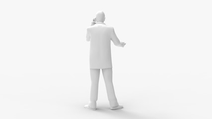 3d rendering of a man calling on the phone isolated in white background