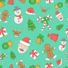 Christmas holiday background - Vector color seamless pattern of winter decoration for graphic design