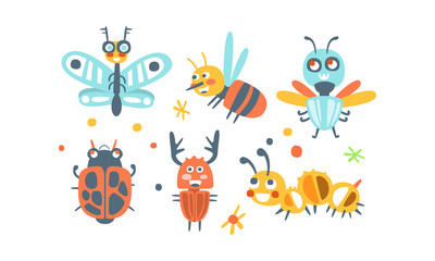 Bugs Vector Set. Funny Cartoon Insects Collection