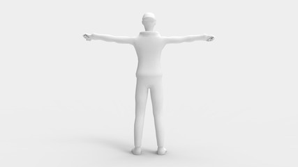 3d rendering of a man model with arms spread isolated in studio