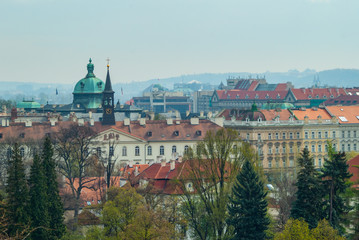 Fototapeta na wymiar View to Lesser Town of Prague city and St. Nicholas Church, Czech