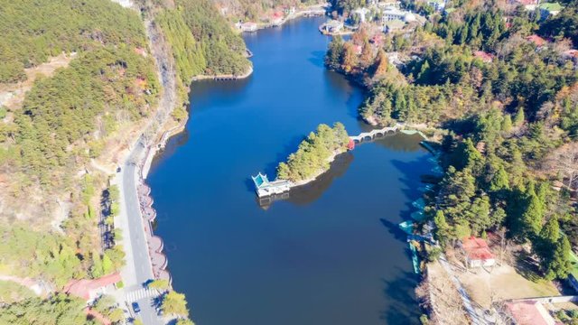 aerial view of mount lu landscape in autumn, a famous tourist resort in China