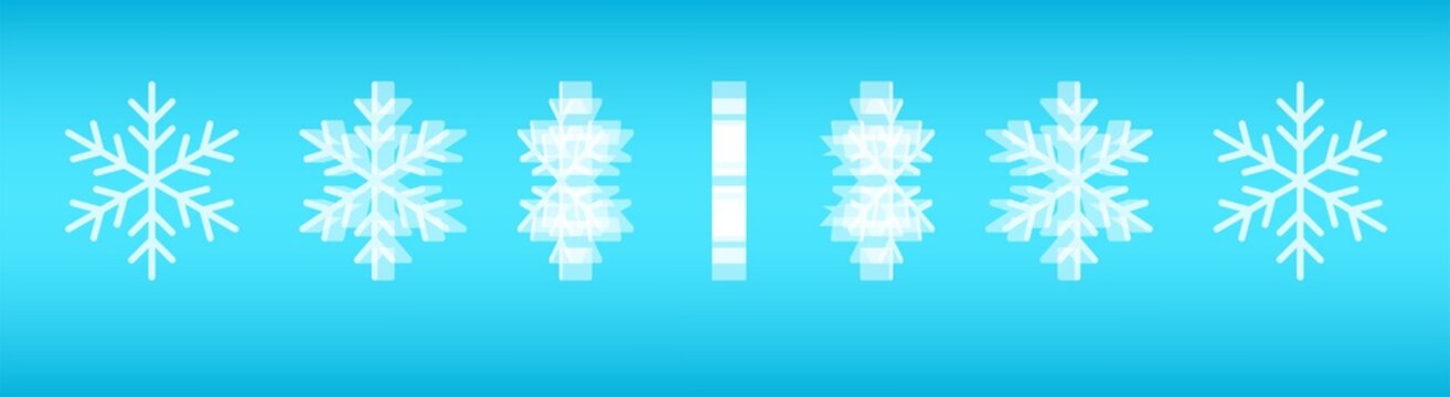 3D Snowflakes Spinning Icons Vector