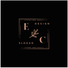 EC Beauty vector initial logo, handwriting logo of initial signature, wedding, fashion, jewerly, boutique, floral and botanical with creative template for any company or business