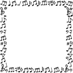 doodle music notes pattern background. Abstract musical on white  background.