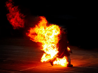 A man burns in a flame of fire