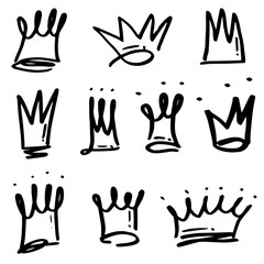 Hand drawn crowns logo set isolated on white background.design element illustration