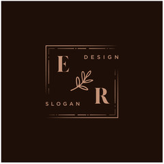 ER Beauty vector initial logo, handwriting logo of initial signature, wedding, fashion, jewerly, boutique, floral and botanical with creative template for any company or business