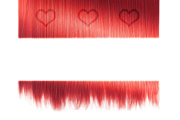 Obraz premium Cuted red hair ends, isolated on white background. Space for text