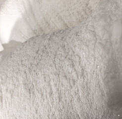 White walls of ice and snow in a cave