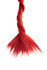 Red twisted hair on white background, isolated. Looks like animal tail