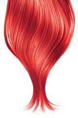 Red shiny hair on white background, isolated