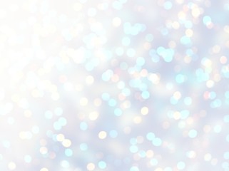 Winter bokeh lights defocused pattern. Blurred snow glitter background. Iridescent white blue abstract texture. Brilliance pastel backdrop. Xmas holiday decoration. Shimmer wonderful template. © avextra
